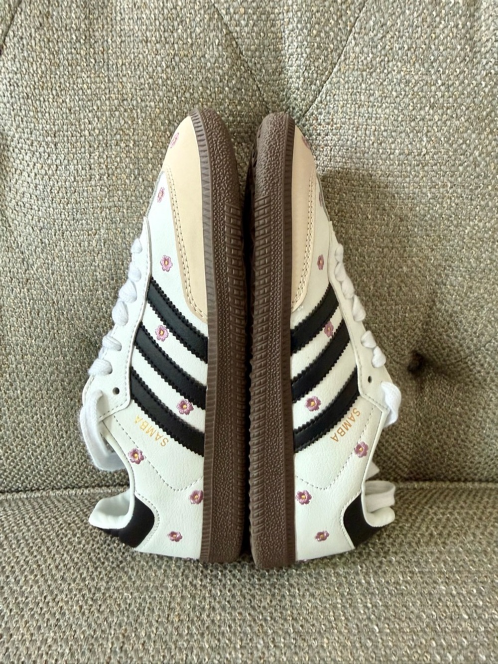 adidas Samba White with Black Stripes and Brown Sole - Picture 6 of 9